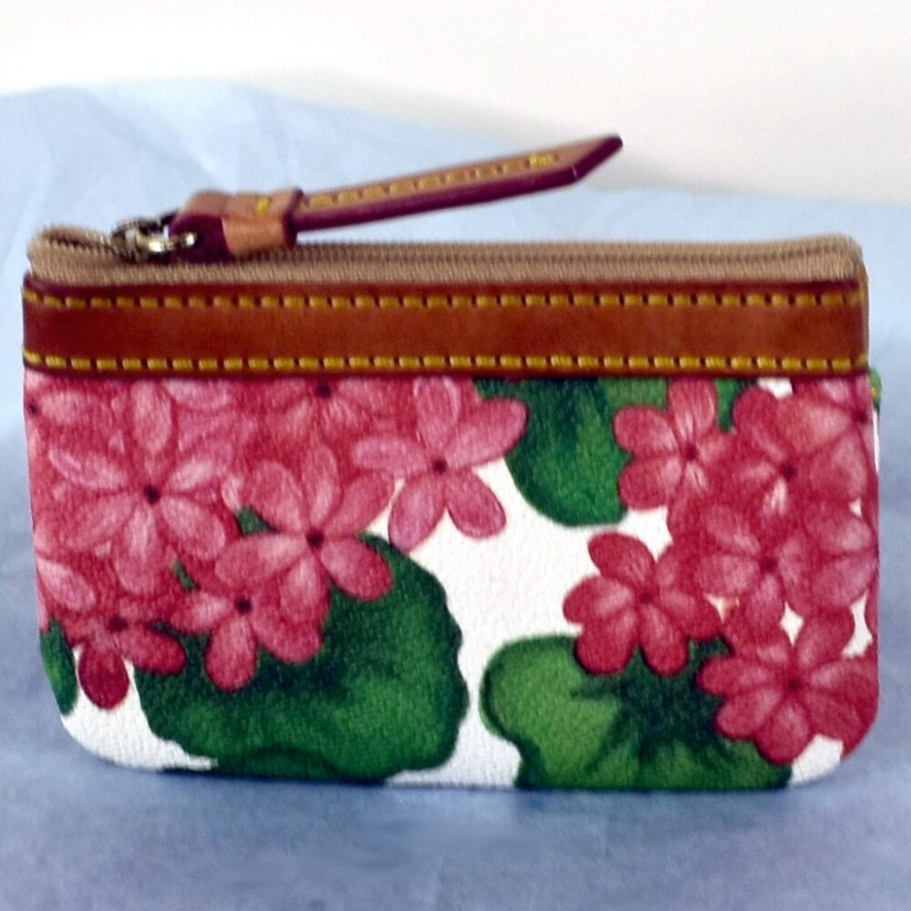 Dooney & Bourke Red Hydrangea Shoulder Satchel w Change Purse - Picture 14 of 16